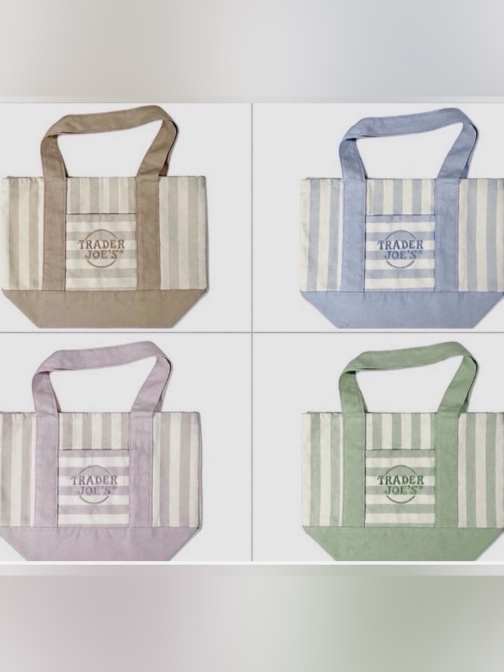 NEW Trader Joe’s NWT mini set of 4 striped canvas tote bags